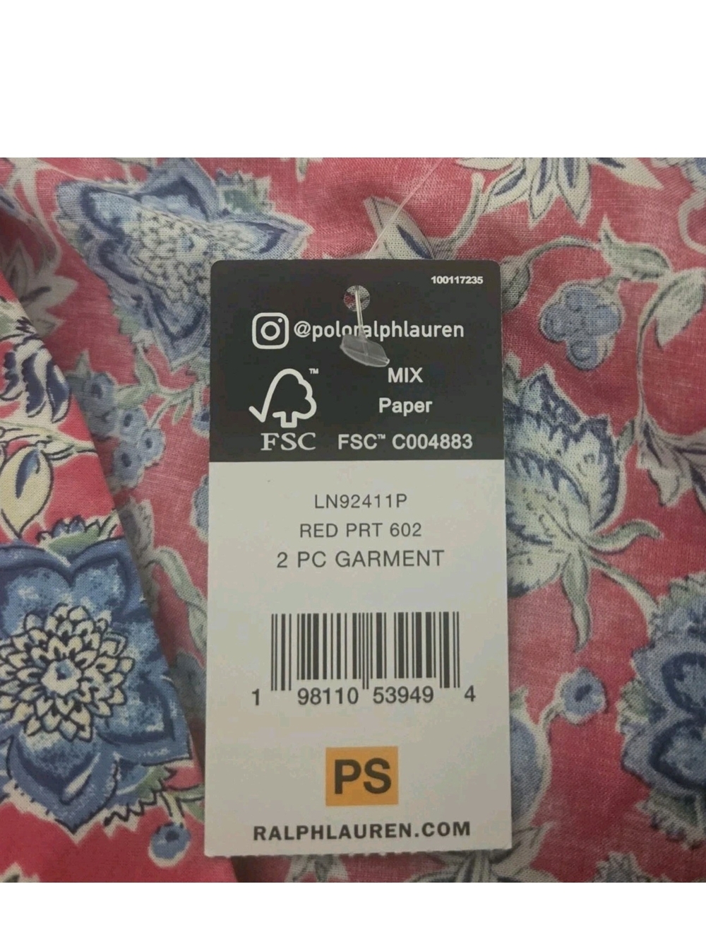 Lauren Ralph Lauren Pink Blue Floral Cropped Pant Pajamas 2 Piece Set Petite S - Picture 8 of 9